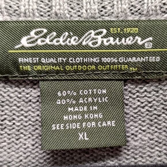 Eddie Bauer Women's Size XL Gray Quarter Zip Pink Trim Pullover Knit Sweater - Picture 4 of 5